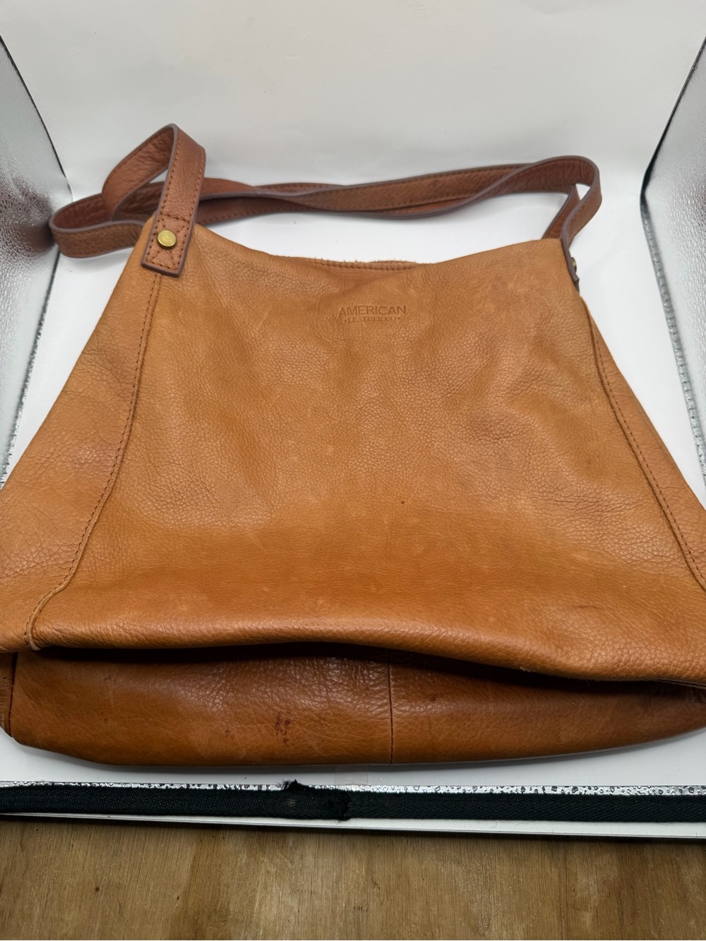 American Leather Co Cognac Brown Genuine Leather Shoulder Bag Tote